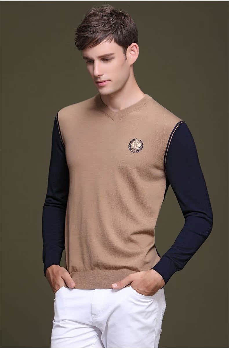 Đề nghị các bộ áo len cashmere cổ chữ V bằng len pha trộn áo len nam dài tay khâu áo len mùa thu mỏng - Áo len Cashmere shop áo thun nam
