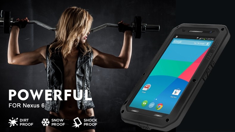LOVE MEI Powerful Water Resistant Shockproof Aluminum Metal Case Cover for Moto Nexus 6