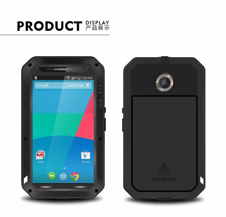 LOVE MEI Powerful Water Resistant Shockproof Aluminum Metal Case Cover for Moto Nexus 6