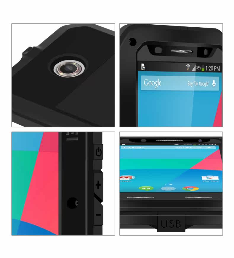 LOVE MEI Powerful Water Resistant Shockproof Aluminum Metal Case Cover for Moto Nexus 6