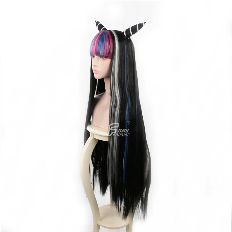 Косплей парик Mioda Yuibuki Dangan Ronbu длинные прямые волосы смешанного цвета, единый размер