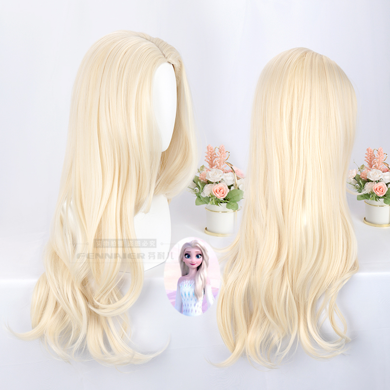 Fenner Golden Long Hair Frozen 2 Elsa Wig for Cosplay