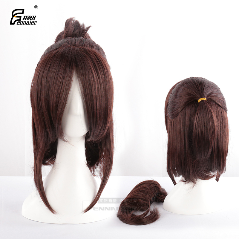 Fenner Attack on Titan - Hanji Zoeira Mixed Brown Single Ponytail Cosplay Anime High-Temperature Fiber Wig Fenner Attack on Titan - Hanji Zoeira Mixed Brown Single Ponytail Cosplay Anime High-Temperature Fiber Wig