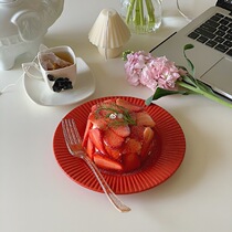 Shinymomo photogenic ceramic small red plate (stock defect)