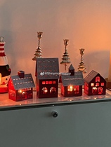 Shinymomo creative desktop holiday decoration wrought iron red house New Year Christmas cartoon snow house warm candle holder
