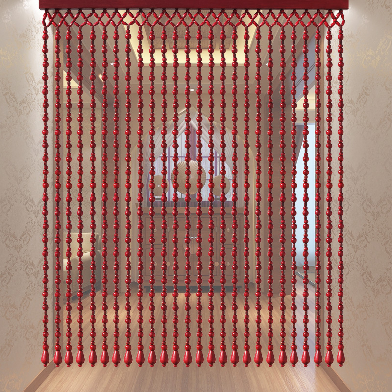 New Wooden Bead Door Curtain for Summer Mosquito Prevention, Home Use, Gourd Design, Suitable for Bedroom and Living Room, Chinese Style Hanging Curtain in Natural Wood Color