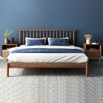 Nordic modern simple solid wood double bed 1 8 master bedroom single bed 1 5 small apartment home bedroom furniture