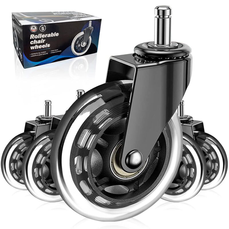 Cross-Border 3inch Universal Transparent Caster Wheels 11*22, Transparent Caster Wheels for Office Chairs, Polyurethane Pu with Bearings