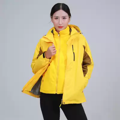 Winter outdoor Tide brand clothes men and women three-in-one two-piece Inner can be removed and thickened windproof Tibetan mountaineering suit