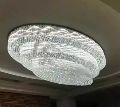 Custom Oval Hotel Villa lobby engineering crystal lamp sample house display center sand table jewelry store living room dining room chandelier