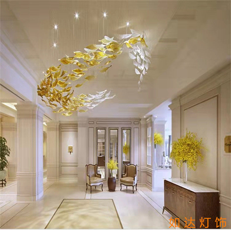 Customized minimalist creative glass hotel lobby lamproom Banquet room Banquet room Hotel chandelier
