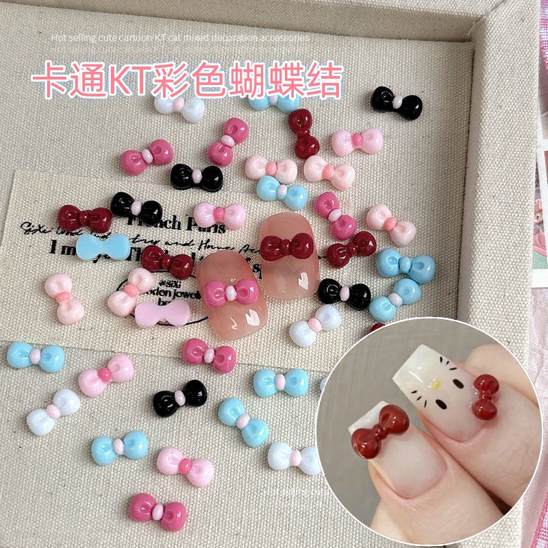 Internet-Famous Black Leather Kitty Bow Nail Art Accessories Cartoon Cute Small Bow Resin Rhinestone Nail Decorations Internet-Famous Black Leather Kitty Bow Nail Art Accessories Cartoon Cute Small Bow Resin Rhinestone Nail Decorations