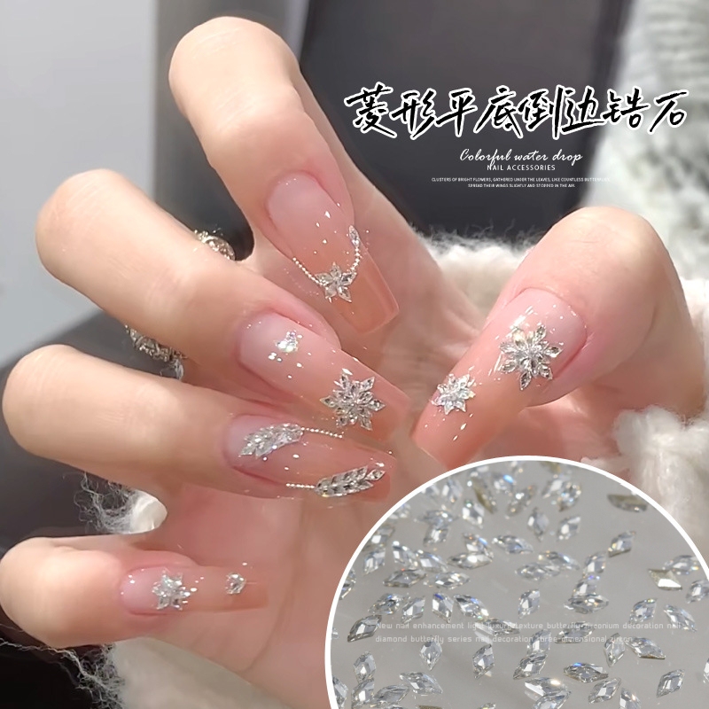 2024 New Sparkling Mini Flat-Bottomed Rhombus Zircon Nail Art Decorations Spliced with Wheat Ears and Snowflake Nail Rhinestones Accessories 2024 New Sparkling Mini Flat-Bottomed Rhombus Zircon Nail Art Decorations Spliced with Wheat Ears and Snowflake Nail Rhinestones Accessories