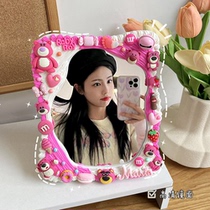 diy creative cute cream glue mirror handmade material bag ins vertical folding internet celebrity student dormitory dressing table