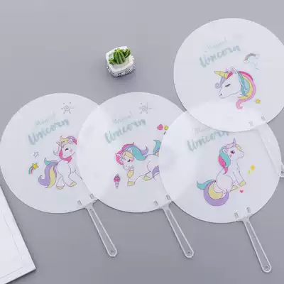 Summer Korean cute cartoon hand-held small fan children hand fan mini cool small round fan students