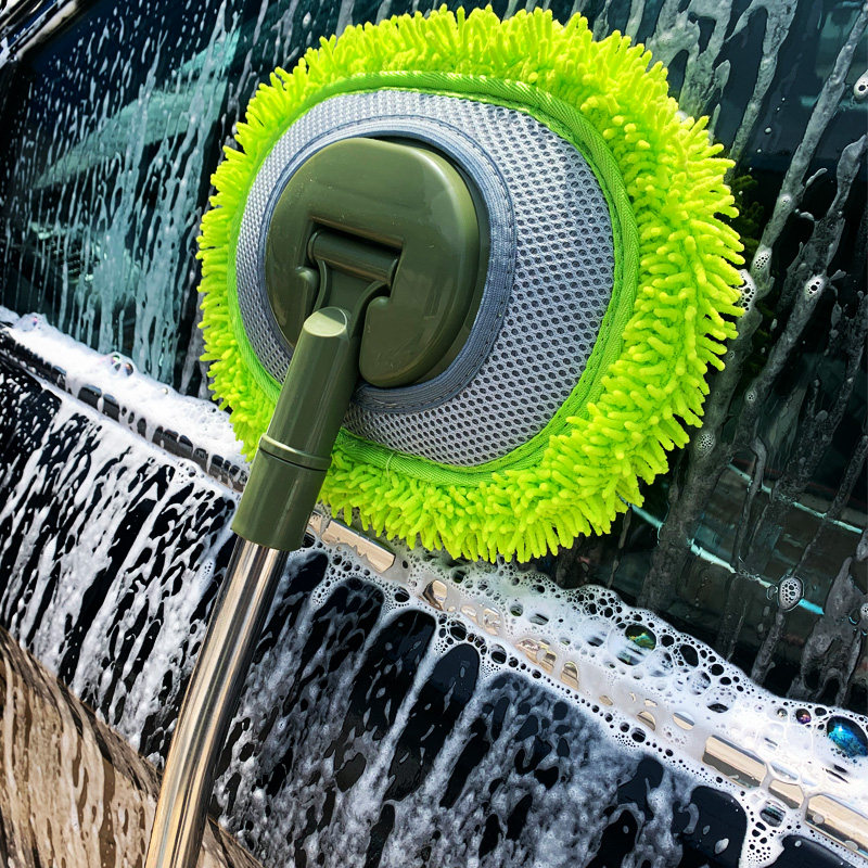 Car wash mop does not hurt the car professional car wipe tool car with long handle telescopic soft hair curved rod dust brush artifact