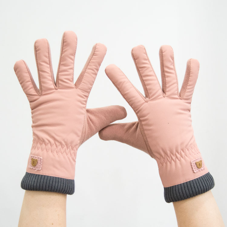 Fall and winter thickening plywood gloves down cotton double wind-proof cycling spring cute warm Korean edition