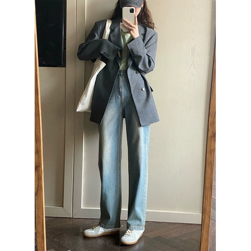 Штаны, джинсы, по фигуре, высокая талия, свободный прямой крой, коллекция 2021