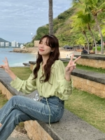 Fayeye Self -сделанный весенний день персиковой персик персик, нежный ветровой гриб v -neck Design Feel V -neck куртка