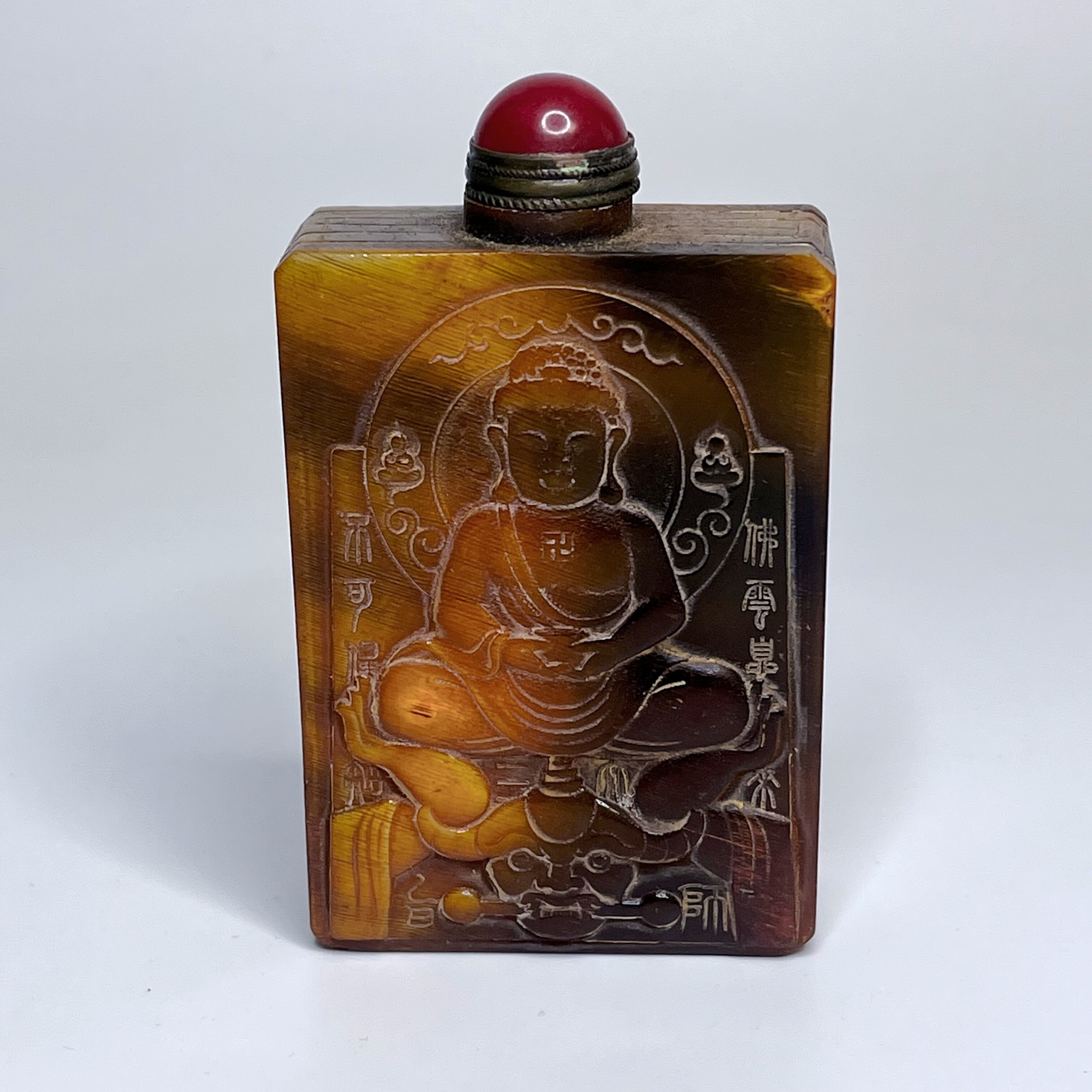文玩老牛角鼻烟壶精雕佛祖如来双面工艺手把件摆件小众藏品-淘宝Taobao