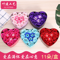 Valentines Day gift Rose forever flower heart shape 11 soap flower gift box handmade soap flower gift