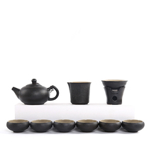 Grace black pottery tea set black coarse pottery clay kung fu tea set Taiwan teapot tea cup set special