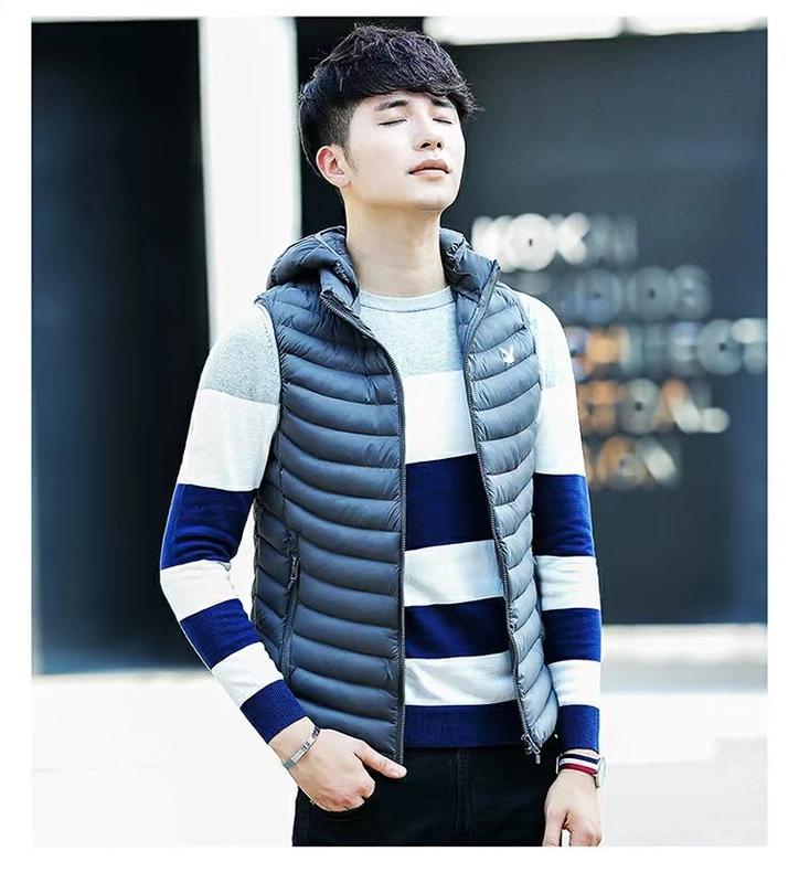 Áo vest cotton mùa thu và mùa đông Hàn Quốc của vest vest thể thao thời trang Playboy Thời trang áo khoác mỏng đứng cổ áo vest nam áo khoác vest nam hàn quốc