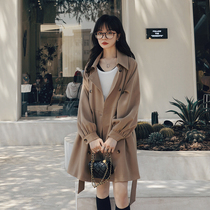 Wind coat woman in the middle of the spring autumn 2022 new Korean version easy to collect waist display slim and slim small Inron wind leisure jacket
