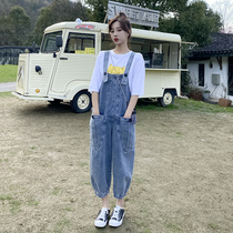 Reduced age Cowboys back with pants female Xia thin section Korean version loose with slim subspring and autumn students 90% Conjoined pants