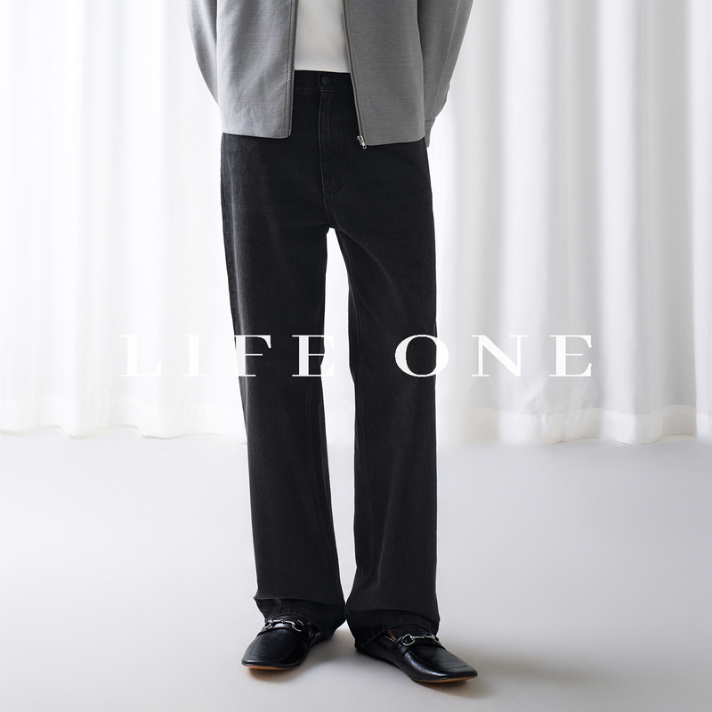 「Life One」Row Style Vanya Jeans Washed Straight-Leg Old Money Lazy Casual Long Pants Black 「Life One」Row Style Vanya Jeans Washed Straight-Leg Old Money Lazy Casual Long Pants Black