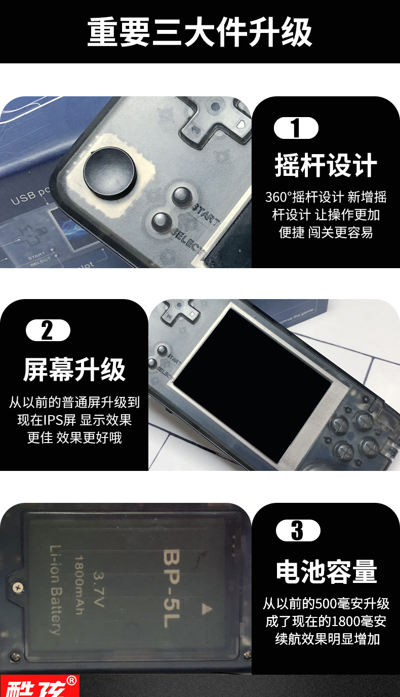 Tối ưu hóa phiên bản nâng cấp của RETRO GAME rocker arcade cầm tay PSP trẻ em bỏ túi GBA cầm tay nỗi nhớ cũ - Bảng điều khiển trò chơi di động máy chơi game cầm tay 4 nút