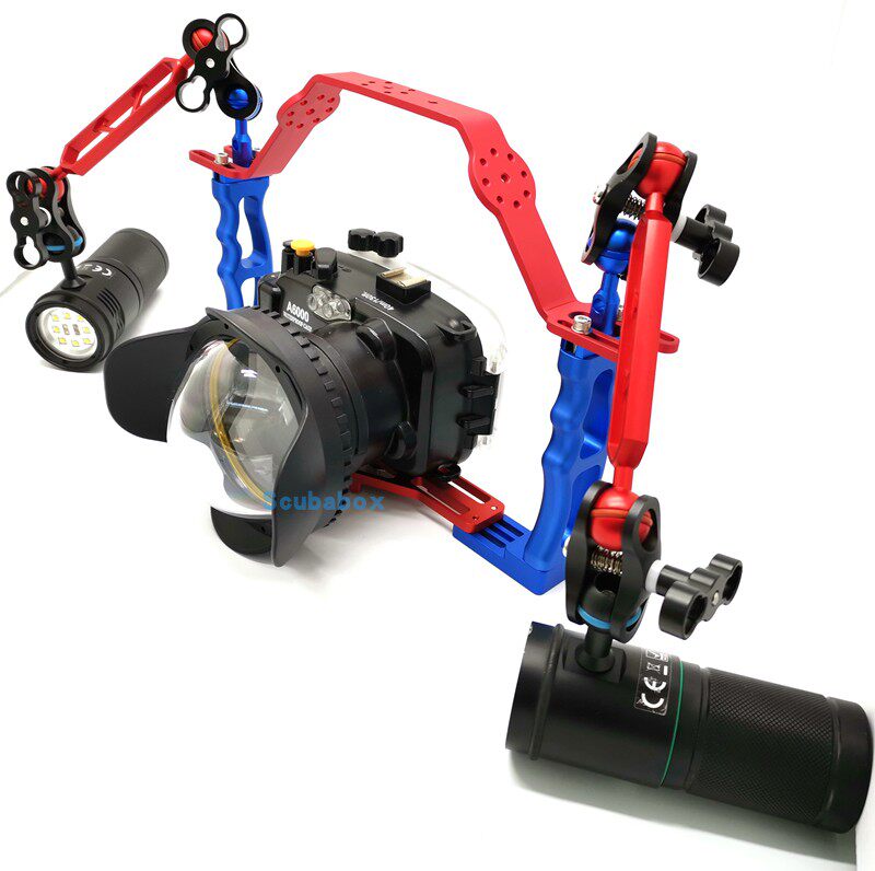 Underwater photography fill light diving camera shell double-grip light arm hand-held bracket