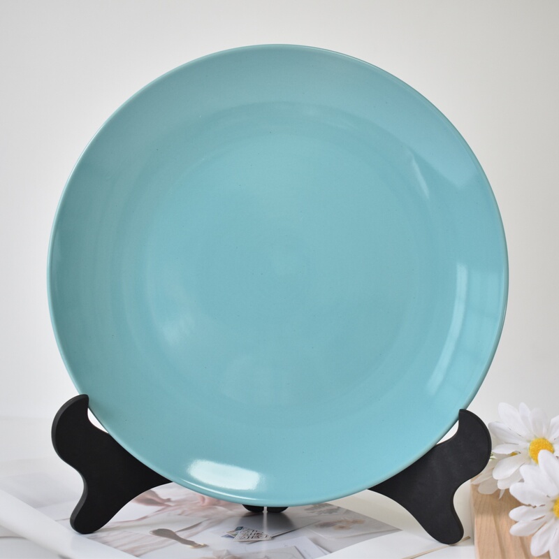 Large Household Ceramic Cold Dish Plate, Blue, 10inch Large Plates for 6-Person Dining, Western-Style Steak, Dessert, Fruit Plate