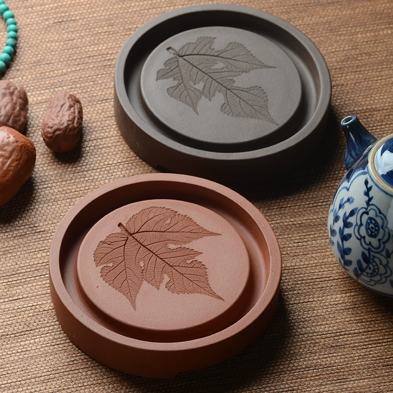 Yi Purple Clay Pot Pot Mat Khô Ngâm Pot Pot Khắc Maple Leaf Khắc Pot Chủ Tea Set Trà Phụ kiện Lễ Trà - Trà sứ