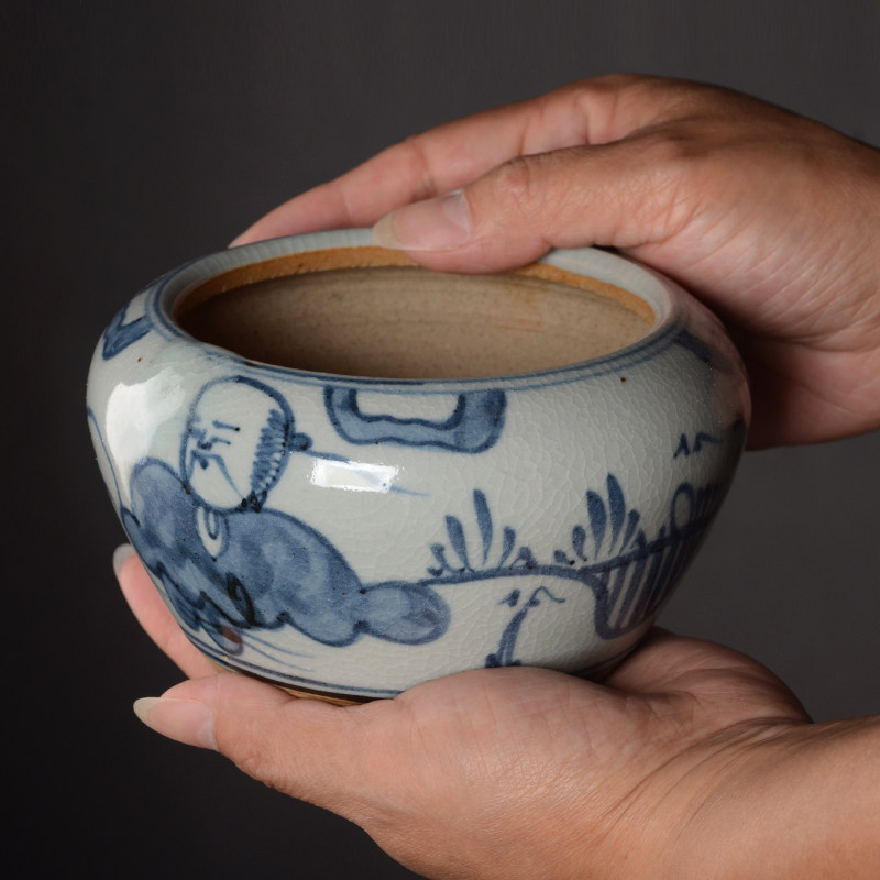 Jingdezhen imitation ancient green flower porcelain hand painted Ming green flower retro ceramic handmade washed tea tea tea slag hopper