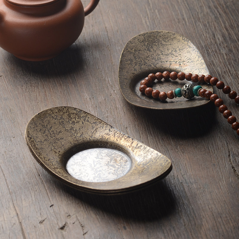 Hand forged and hammered with hammered metal-shaped bronze cup cushion Gongfu tea Tea Cup Tea Deft Mat Tea Mat