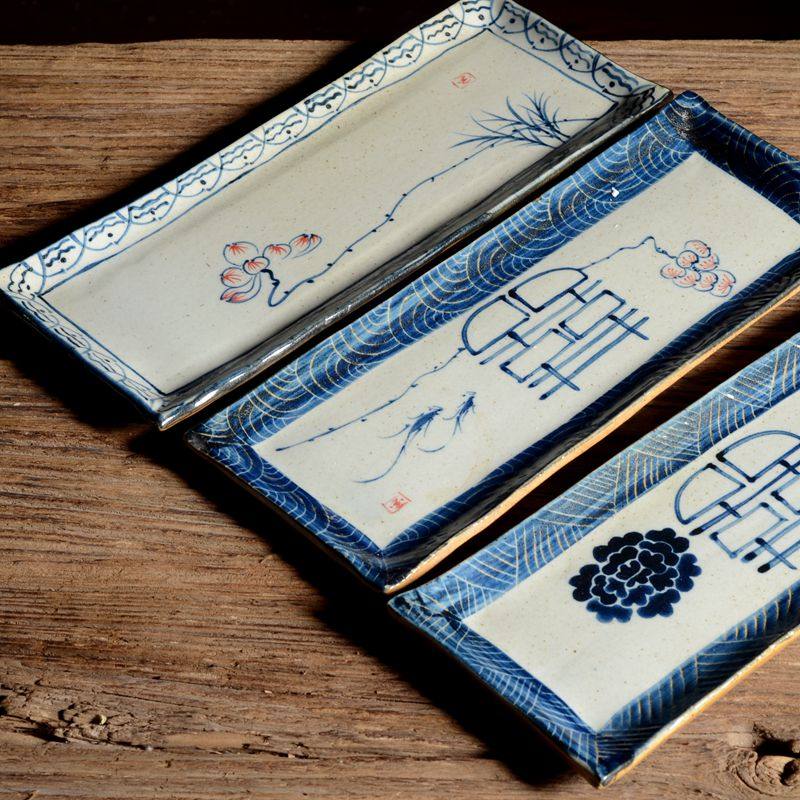 Jingdezhen hand-made coarse pottery tea tray Creative hand-painted tea set Tea ceremony dry bubble tray tea table