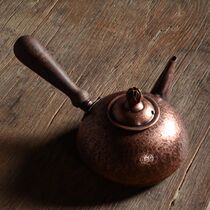 Retro pure copper handmade copper side handle wooden handle boiled water Copper Pot Tea Tea Teapot