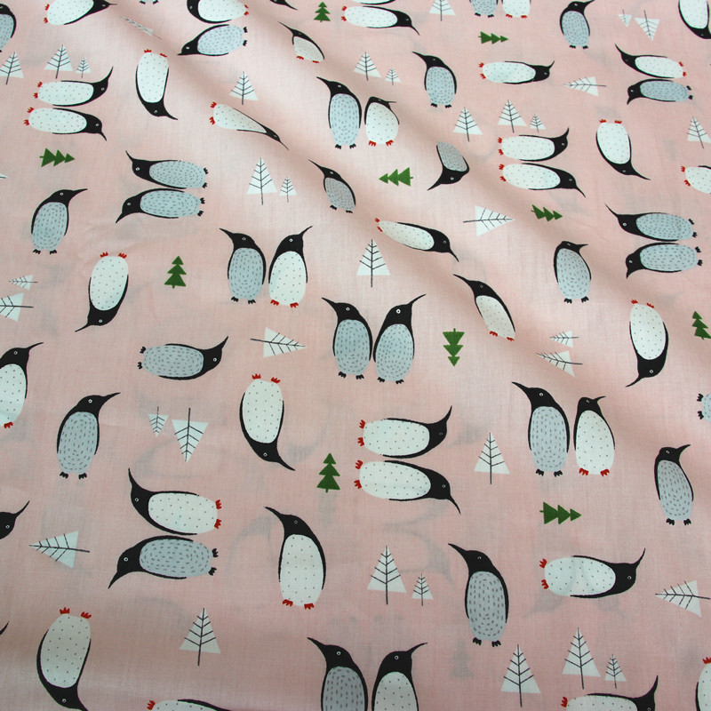 Vải cotton thủ công DIY vải lanh giường vải bông vải twill in chim cánh cụt vải vải thô