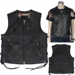 Spot Bikegee Korea Manufactures Cow Leather Vest Hareindian Rider's Hull Shoulder Vest