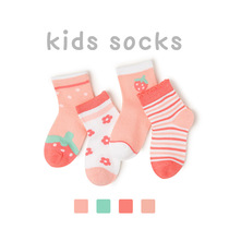 2021 spring and summer new childrens socks girls combed cotton stretch socks cute thin breathable mesh short socks