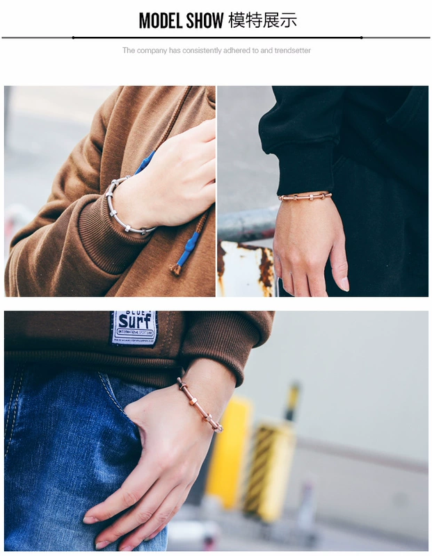 Châu Âu và Hoa Kỳ thương hiệu thời trang vòng đeo tay bằng thép titan nam và nữ retro hoài cổ đầu máy hex nut vài vòng tay trang sức