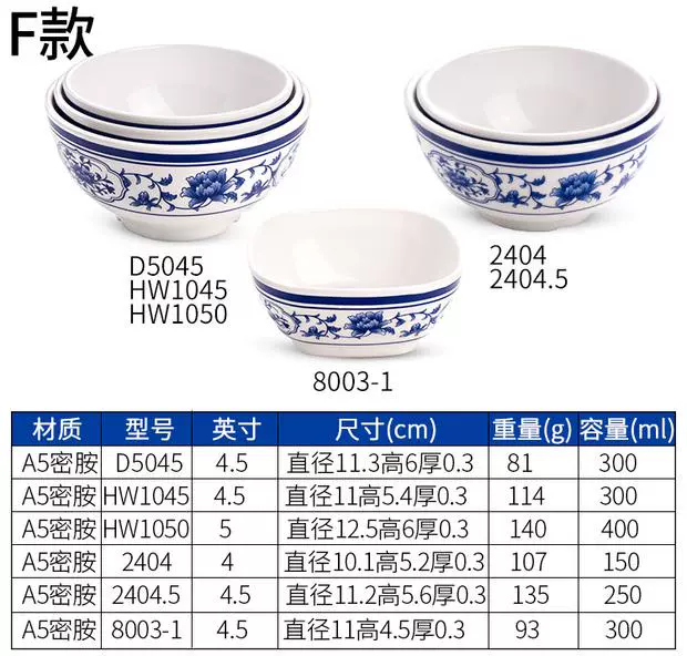 Màu xanh và trắng sứ melamine nhà hàng bộ đồ ăn đĩa bát đĩa sáng tạo bộ bát đĩa nhựa gia dụng bát phở bát phở bát đĩa thương mại - Đồ ăn tối