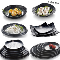 Black imitation melamine Japanese barbecue disc high-end steak barbecue square plate hot pot tableware cold dish dish