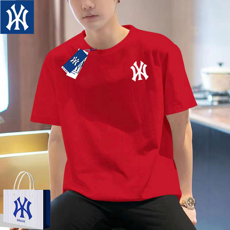 Outlet Pure Cotton Short-Sleeved Men's T-Shirt Summer Round Neck Loose Solid Color Couple Half-Sleeved Red Top T-Shirt