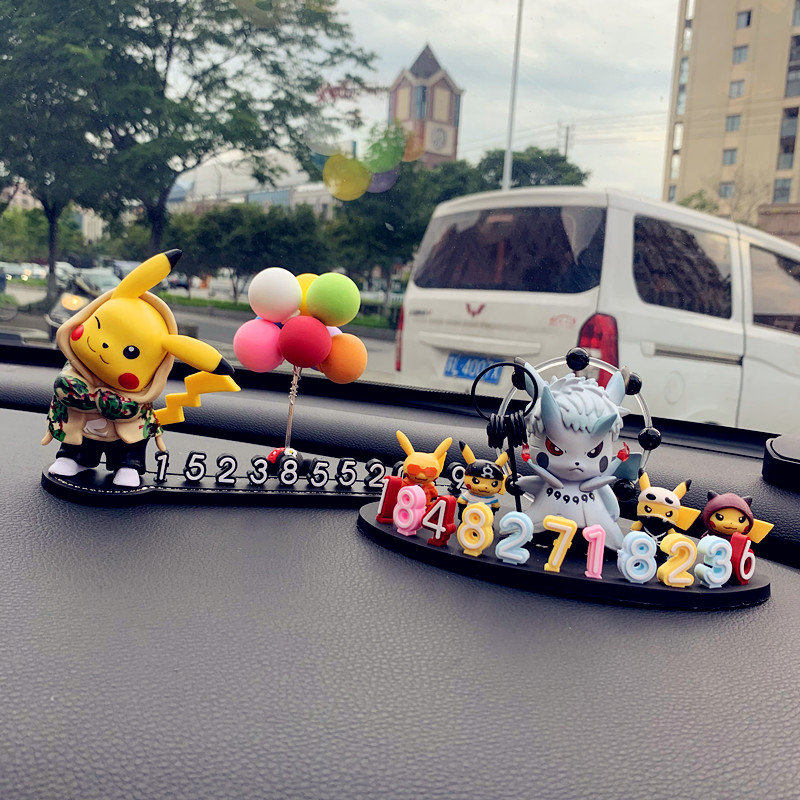 Car moving license plate car temporary parking number plate Pikachu creative decoration cartoon phone moving car parking plate