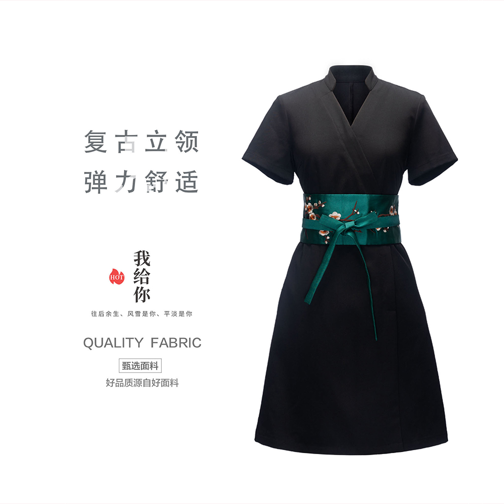2019 new short sleeves foreign dress Femininity Suit Xia Wellness Beautician's SPA clubhouse technician work clothes