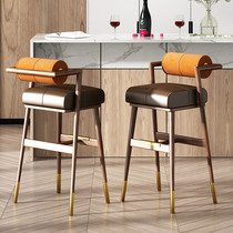 Retro solid wood backrest bar chair home bar chair island chair bar chair hotel front desk chair club chair high stool