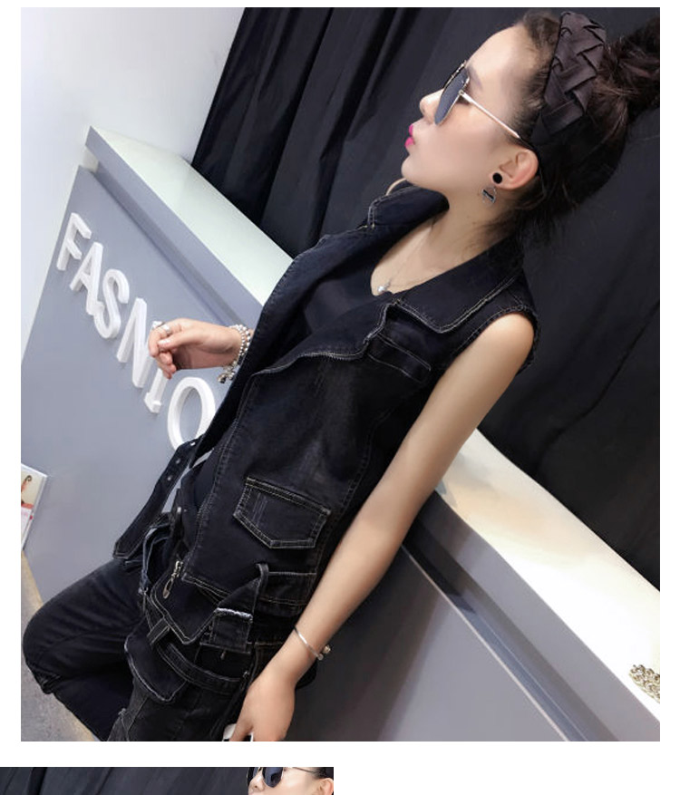 2018 mùa xuân mới denim vest tay ve áo Hàn Quốc phiên bản của denim vest áo sơ mi thủy triều quần harem quần áo khoác jean nữ