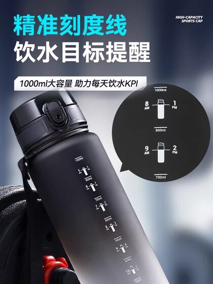 Sports Water Bottle for Men, New Model 2024, Portable, Student-Specific, High-Temperature Resistant Plastic Water Bottle, Large Capacity Cup for Girls
